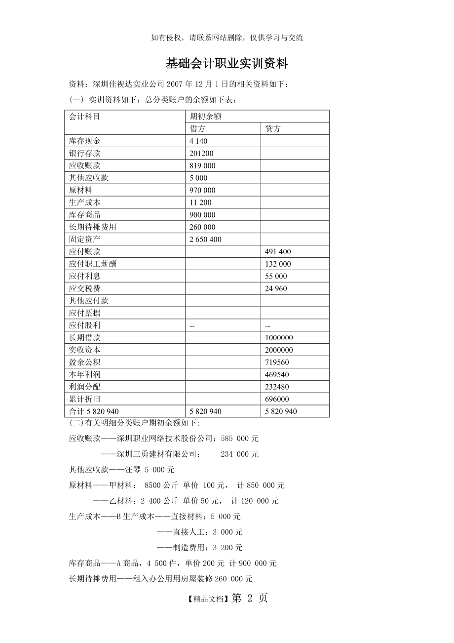 基础会计实训资料及答案.doc_第2页