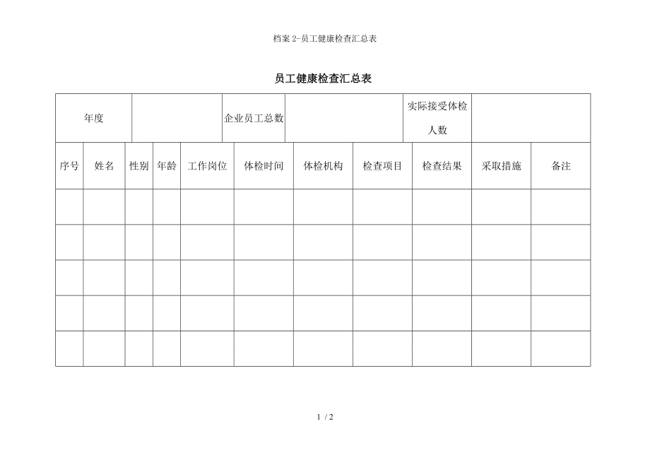 档案员工健康检查汇总表.docx_第1页