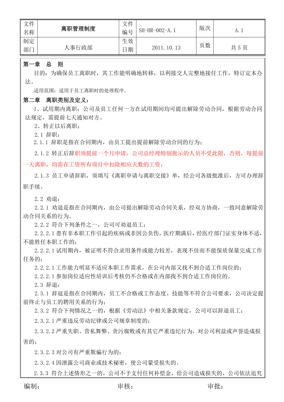 《离职管理制度、离职流程》.doc_第1页