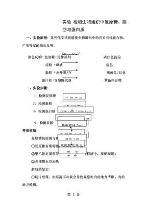 实验一检测生物组织中的糖类脂肪蛋白质.doc