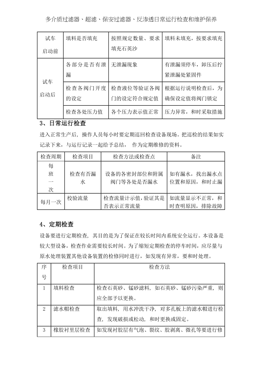 多介质过滤器、超滤、保安过滤器、反渗透日常运行检查和维护保养.docx_第2页