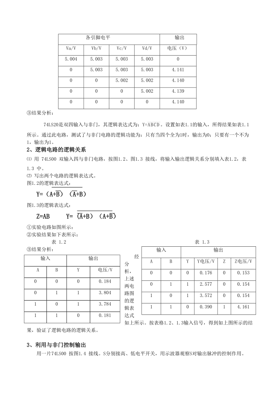 实验一-门电路逻辑功能及测试-实验报告.doc_第2页