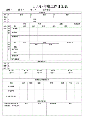 完整销售月度工作计划表.doc