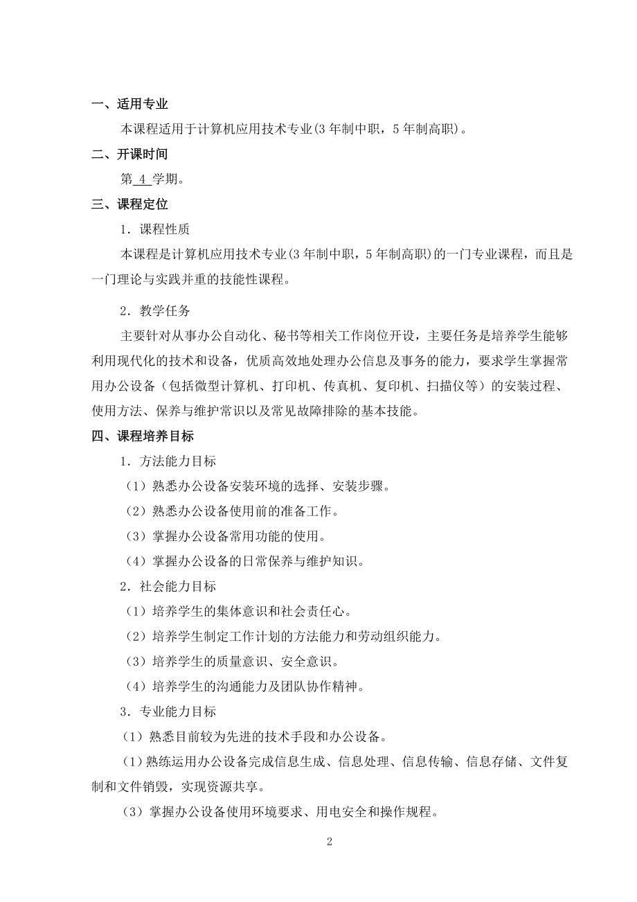 办公设备使用与维护实习课程标准.docx_第2页