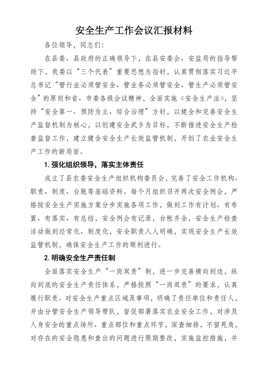 安全生产工作会议发言材料.doc_第1页