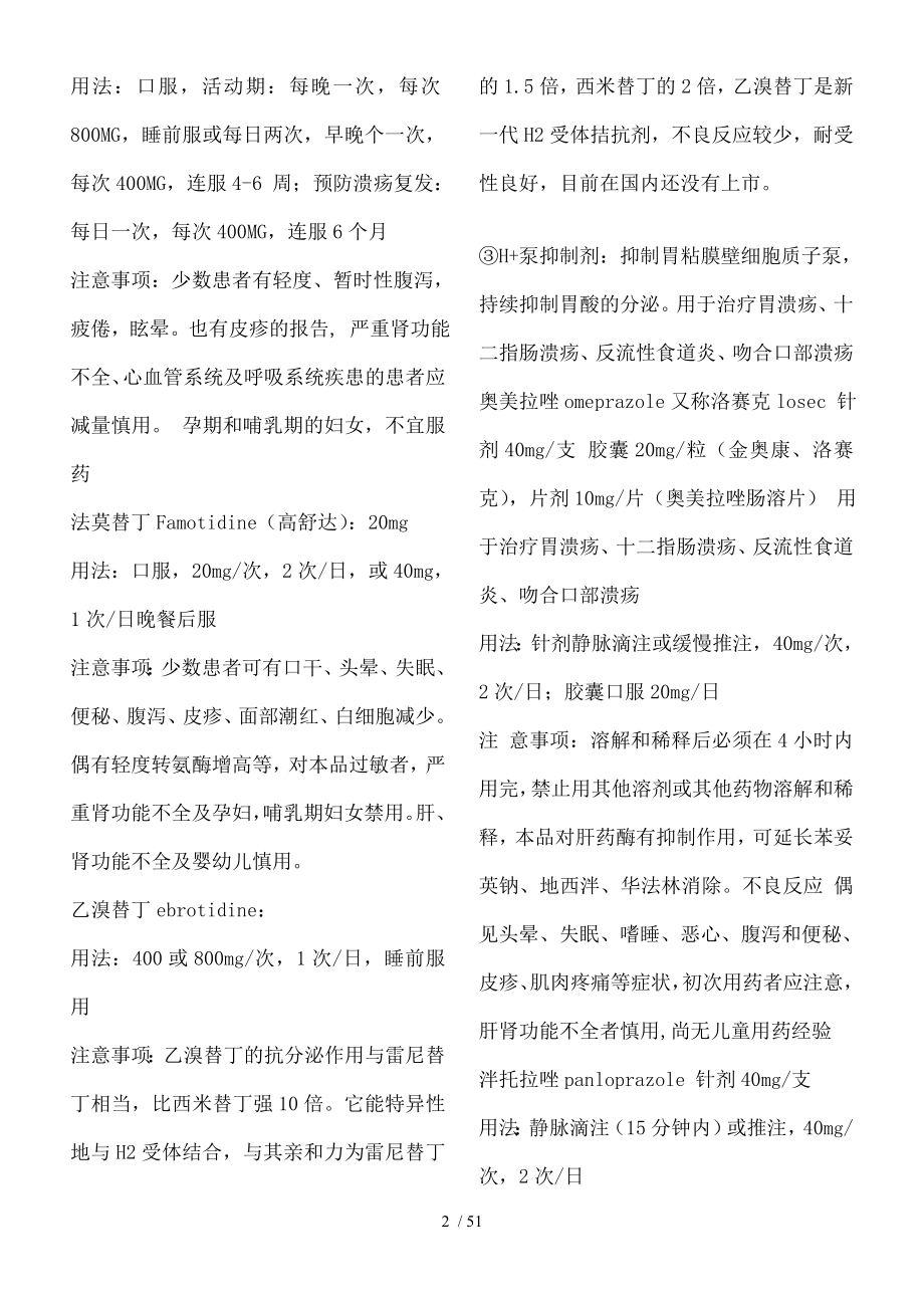 消化内科常用药经验总结.docx_第2页