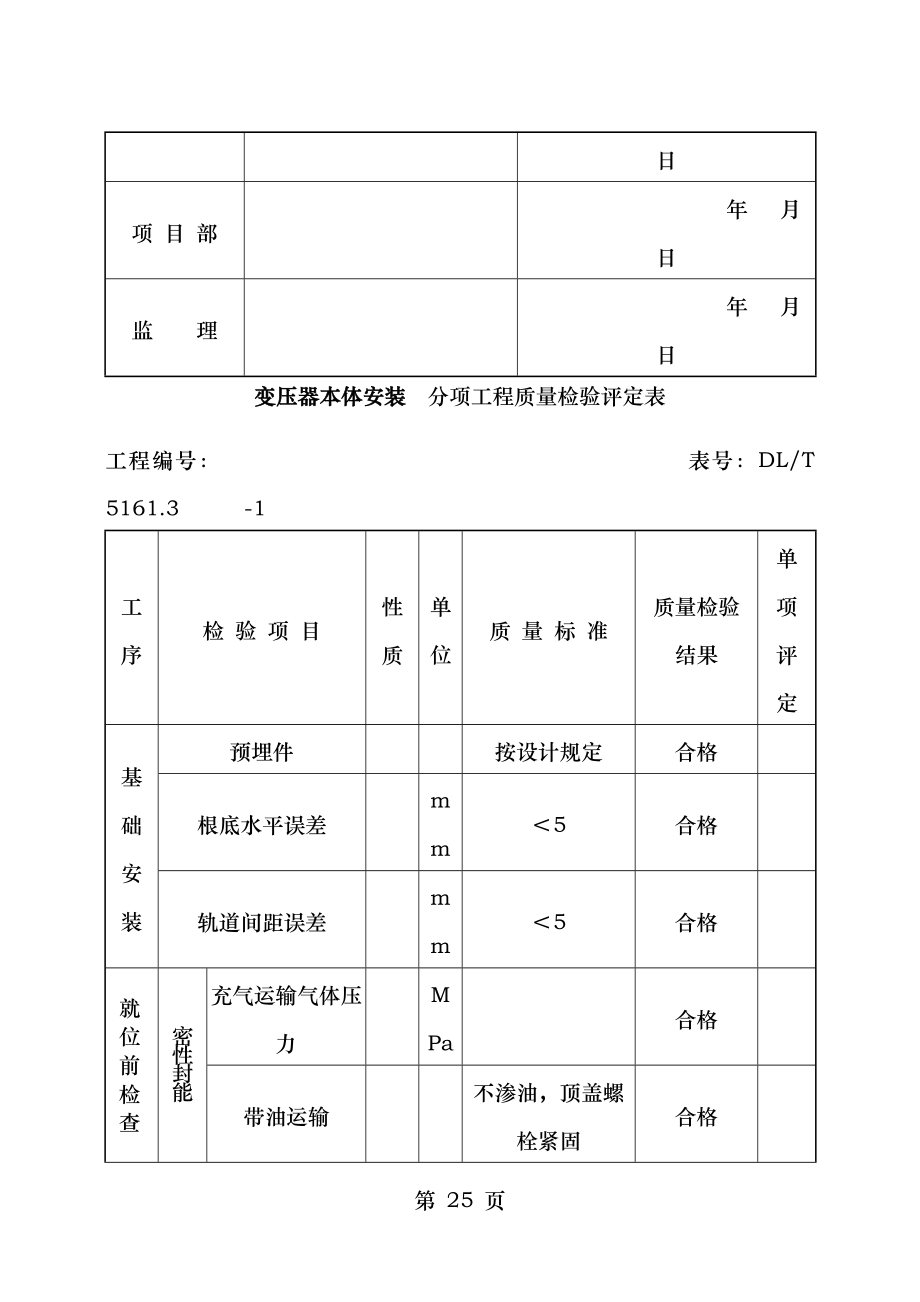 变压器分部工程质量验收评定表.doc_第2页