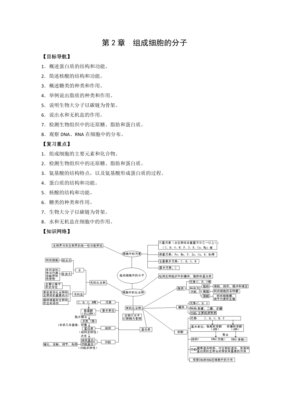 高一生物组成细胞的分子.docx_第1页