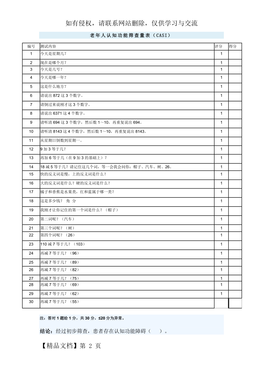 老年人认知功能筛查量表(CASI).doc_第2页