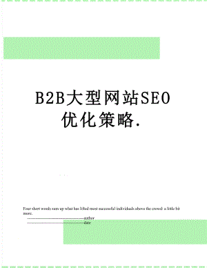 最新B2B大型网站SEO优化策略..doc