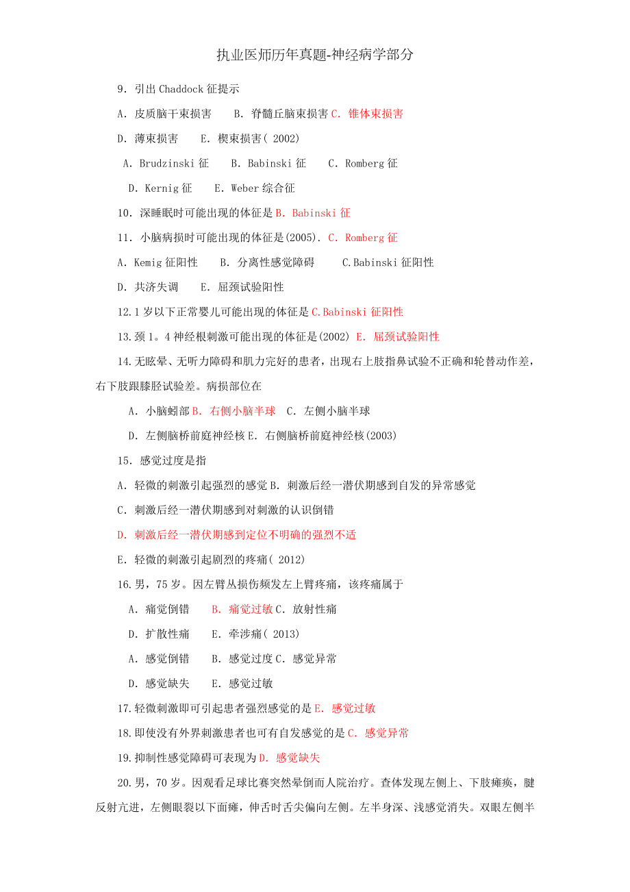 执业医师历年真题-神经病学部分.docx_第2页