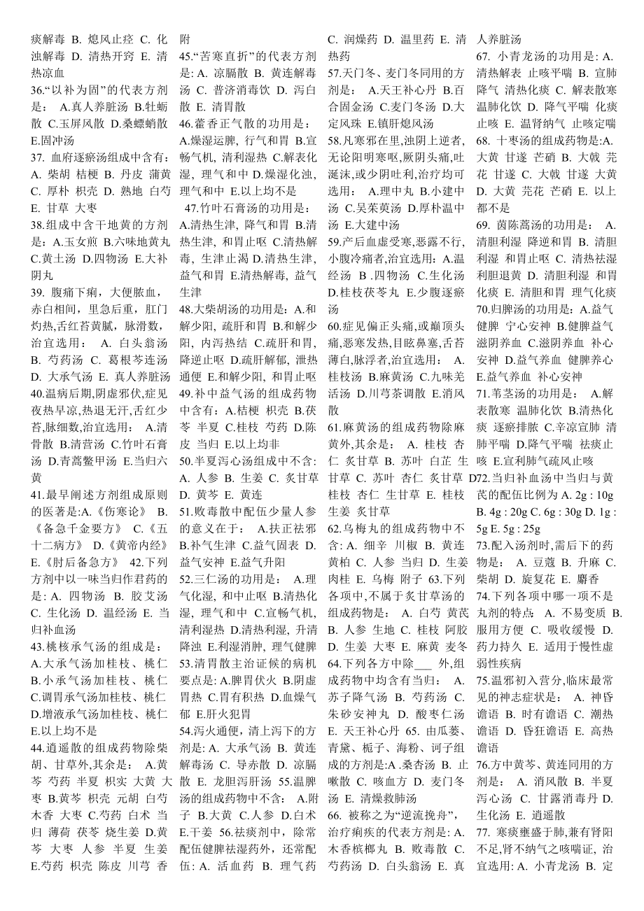 中医执业医师考试题库部分试题299道题目绝对经典.doc_第2页