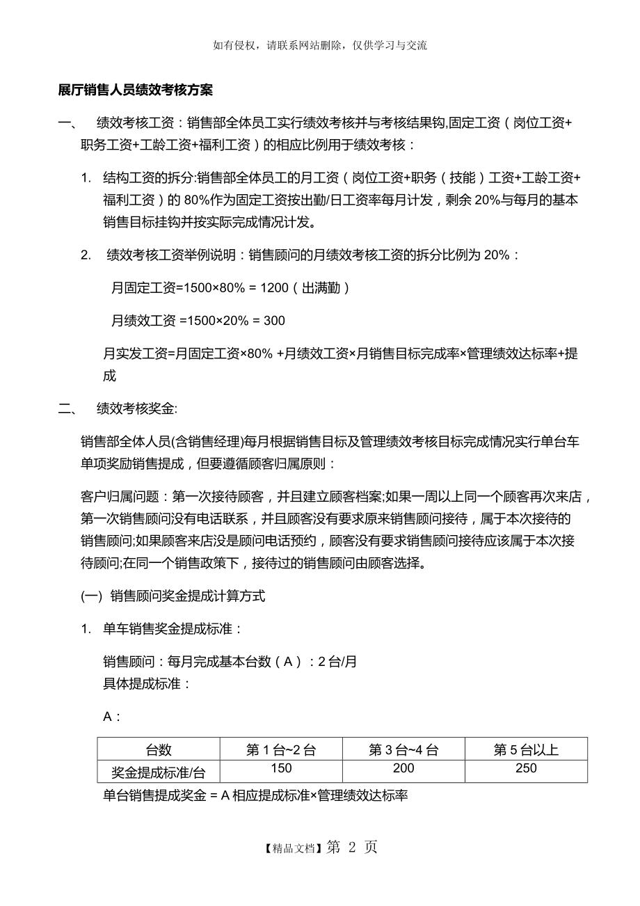 展厅销售部绩效考核方案.doc_第2页