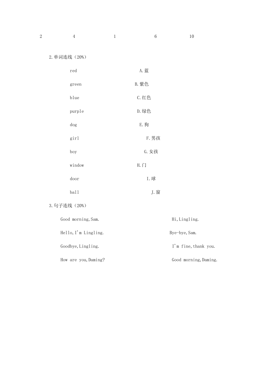 上海牛津英语小学一年级上册期末练习.doc_第2页