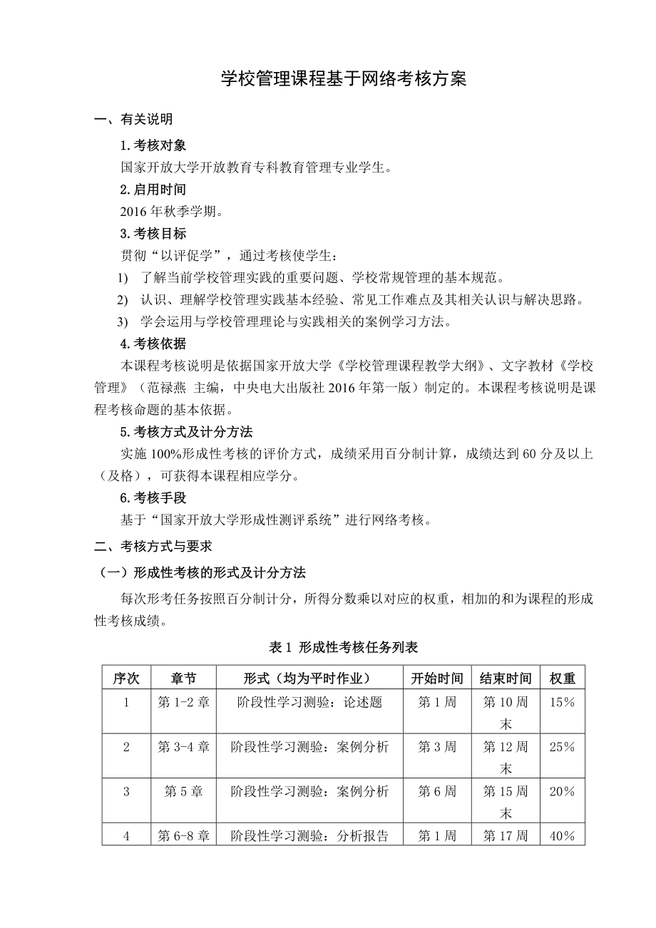 学校管理课程基于网络考核方案.doc_第1页