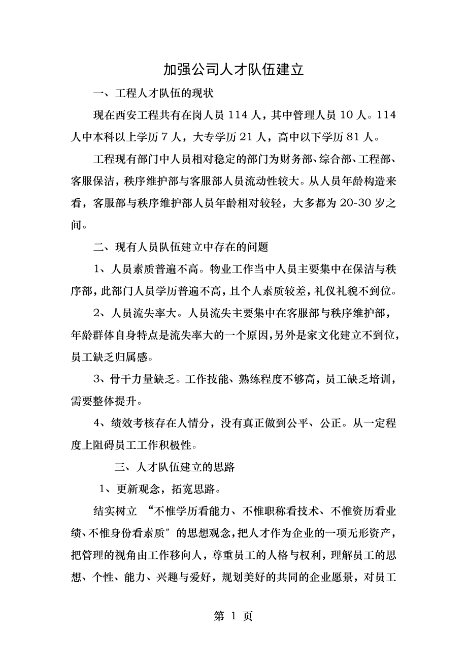 加强公司人才队伍建设的建议.doc_第1页