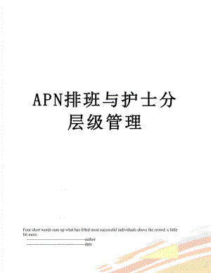 最新APN排班与护士分层级管理.doc