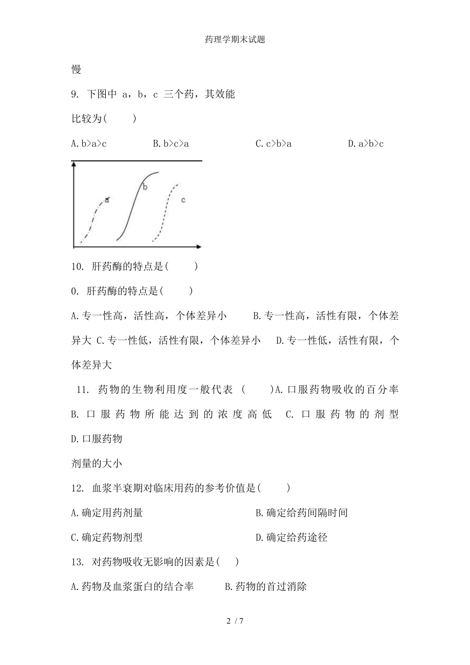 药理学期末试题.docx_第2页