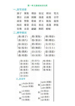 三年级语文下册单元基础知识归类.doc