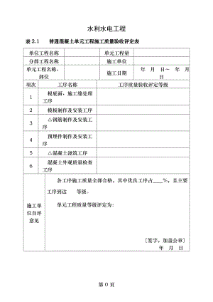 水利普通混凝土单元工程施工质量验收评定表.doc