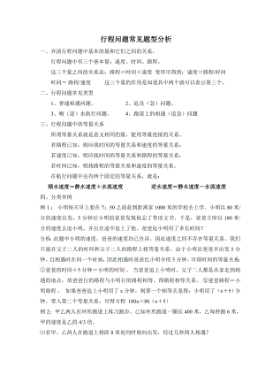 初一数学行程问题常见题型分析.doc