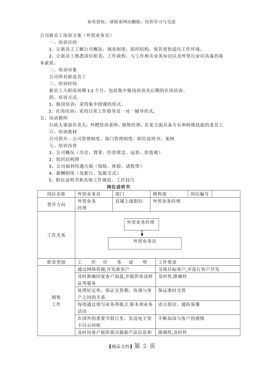 新员工培训方案(外贸业务员).doc_第2页