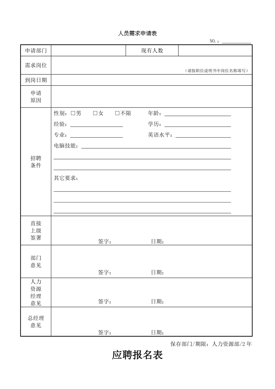 40个人力资源及行政管理常用基础表格.doc_第1页