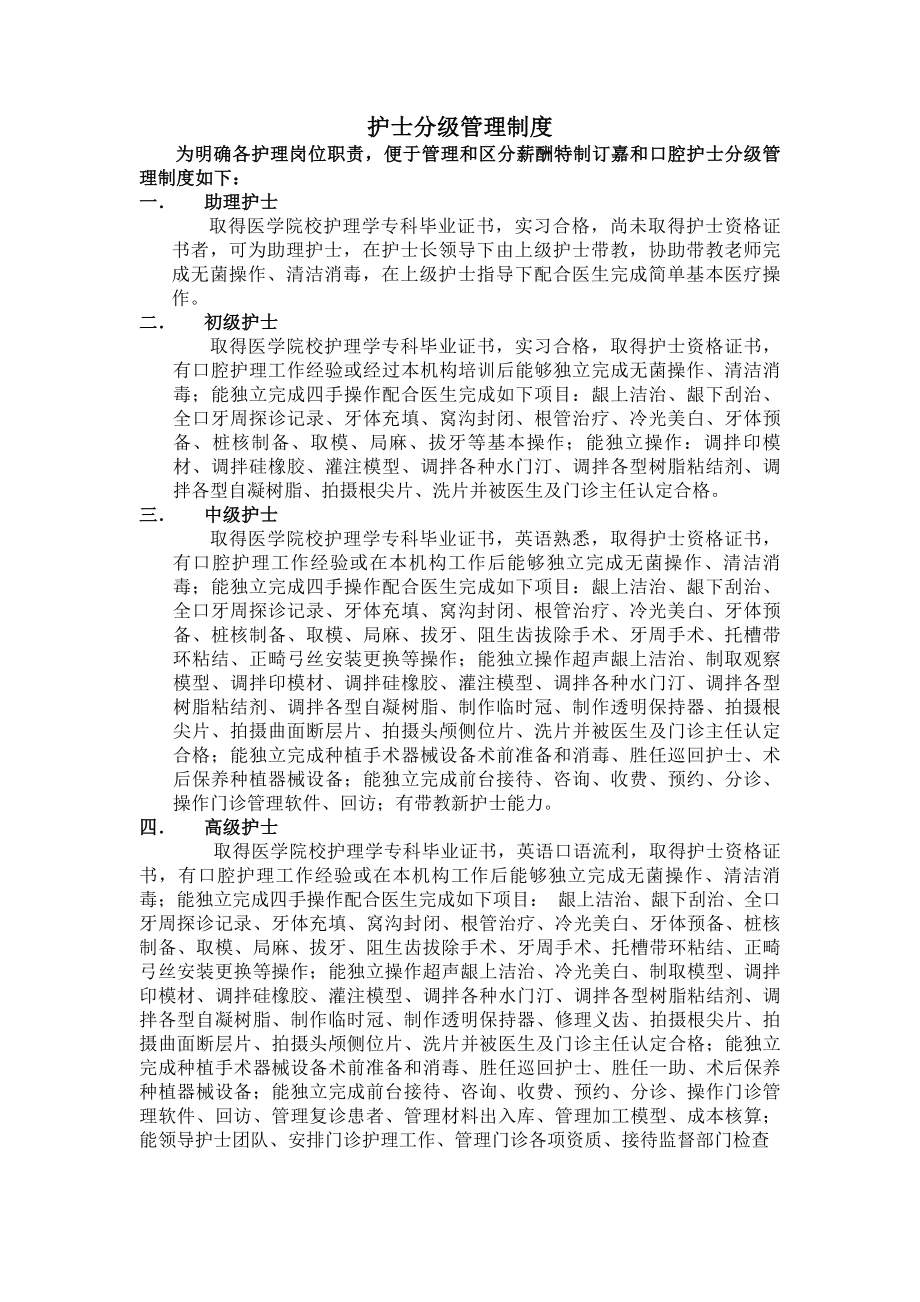 口腔护士分级管理制度.docx_第1页