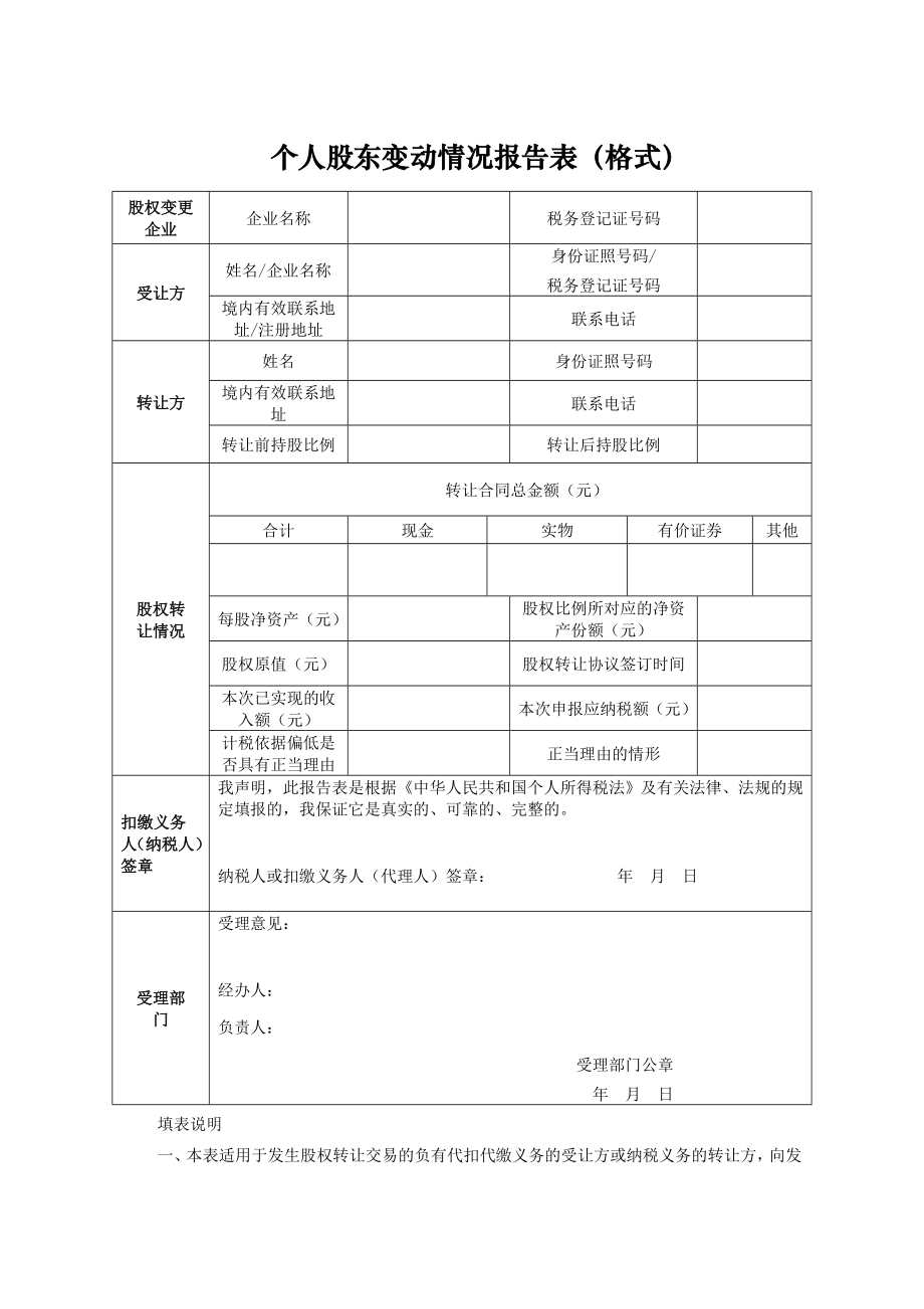 《个人股东变动情况报告表》及填表说明.doc_第1页