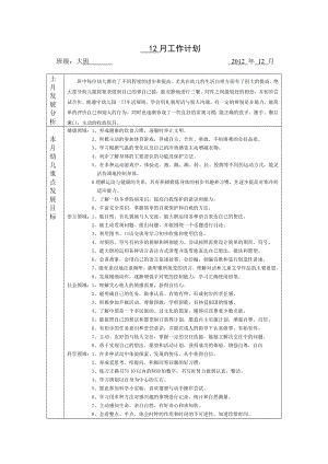 幼儿园大班12月周计划.doc