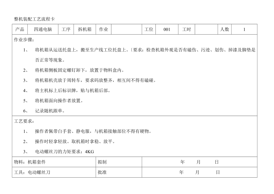 整机装配工艺流程卡资料.doc_第1页