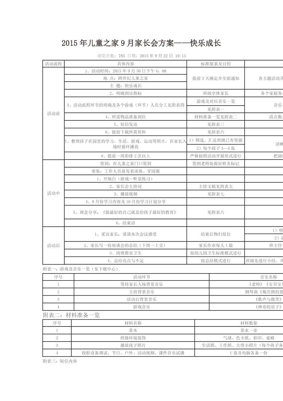 2015年儿童之家9月家长会方案.docx_第1页