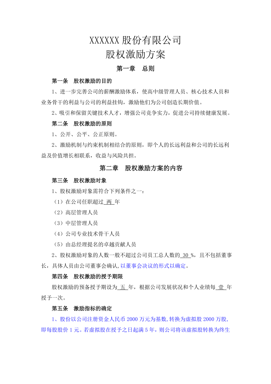 XXX公司股权激励方案.doc_第1页