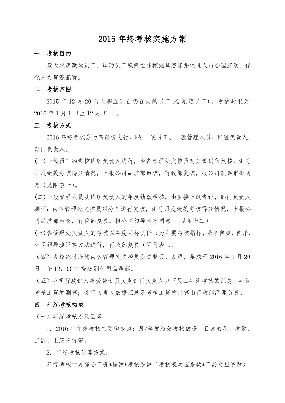 2016年终考核方案(附年终考核表).doc_第1页