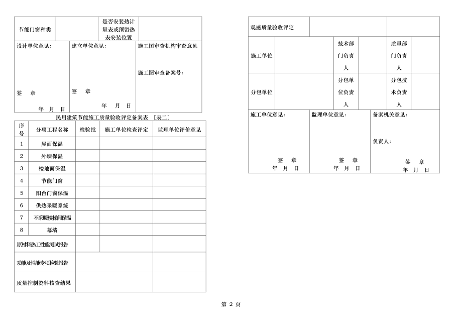 民用建筑节能专项竣工验收备案表甘肃.doc_第2页