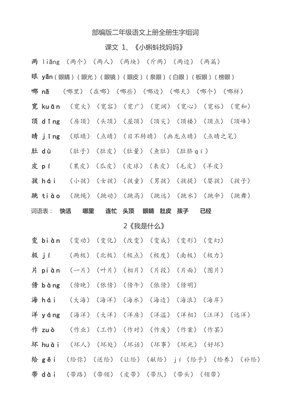 最新部编版二年级上册组词.doc_第2页