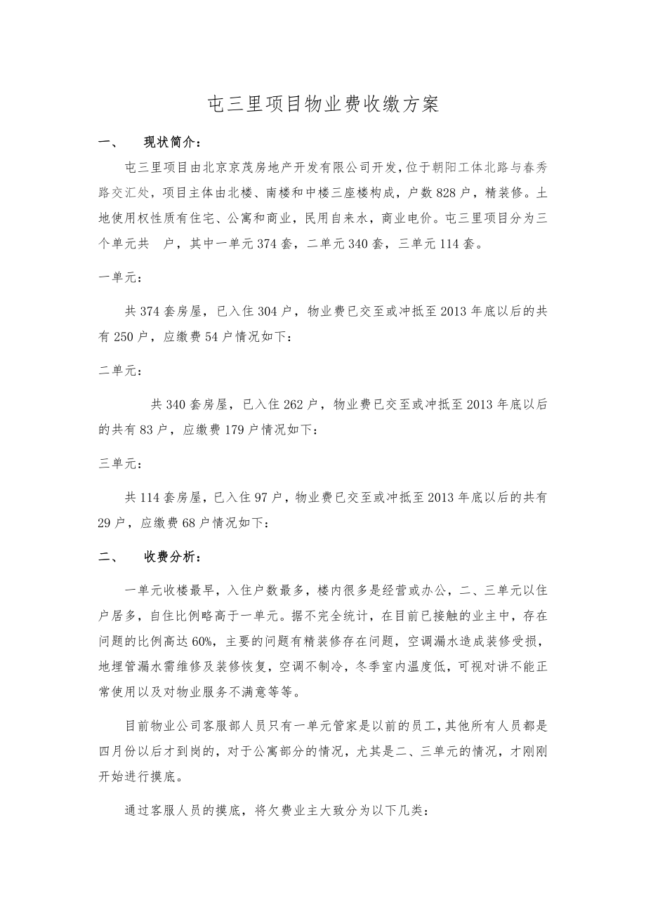 屯三里项目物业费收缴方案.docx_第1页