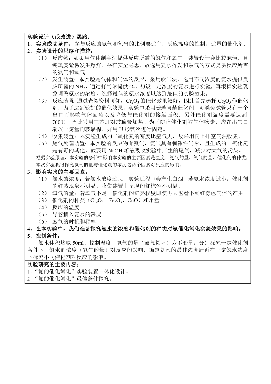 “氨的催化氧化”实验设计与研究实验报告.docx_第2页