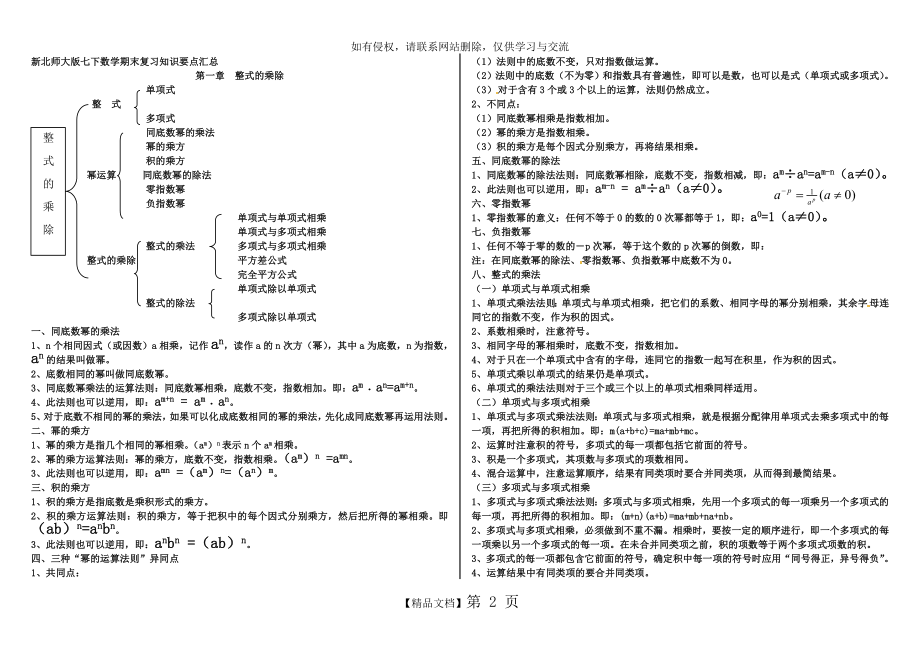 新北师大版七下数学期末复习知识要点汇总.doc_第2页