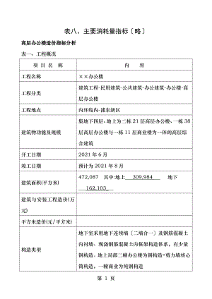 高层办公楼造价指标表.doc