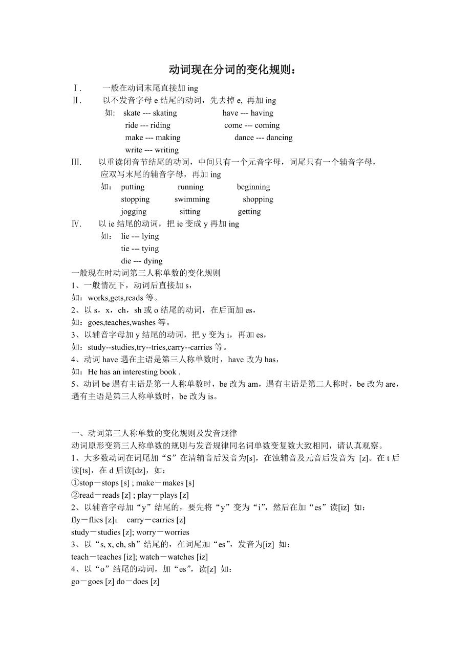 动词现在分词的变化规则(1).doc_第1页