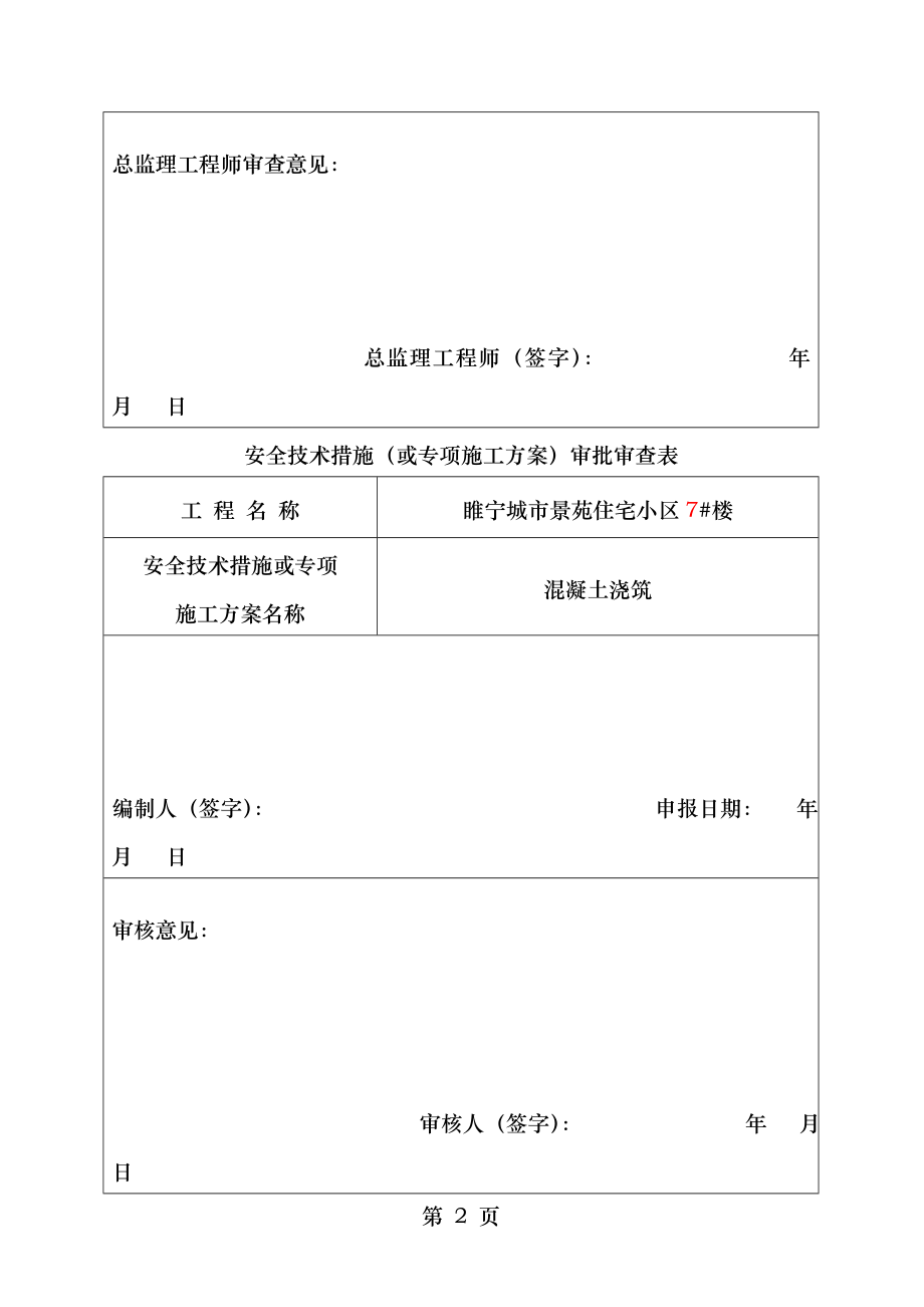 楼施工组织设计及专项方案审批表.doc_第2页