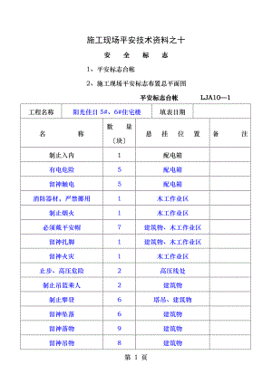 施工现场安全技术资料之十安全标志.doc