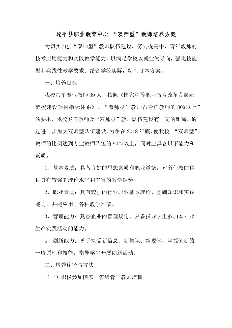 “双师型”教师培养方案(1).docx_第1页