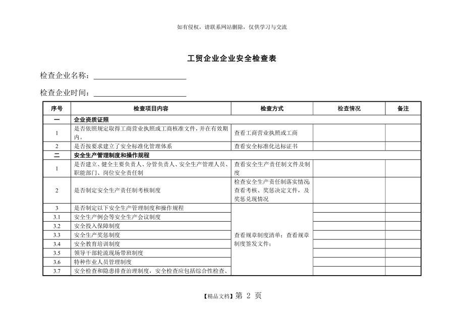 工贸企业企业安全检查表.doc_第2页