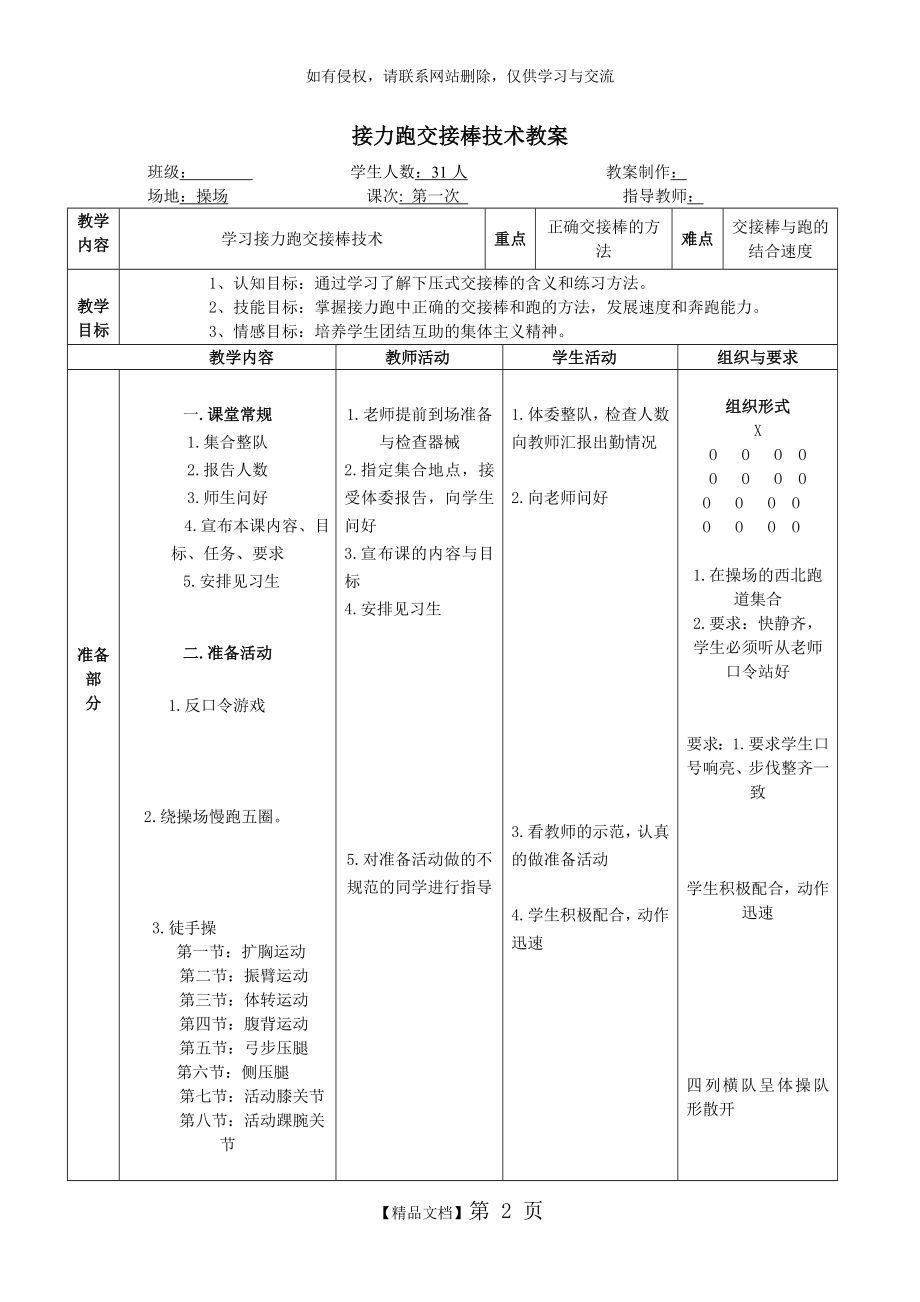 接力跑交接棒技术教案.doc_第2页