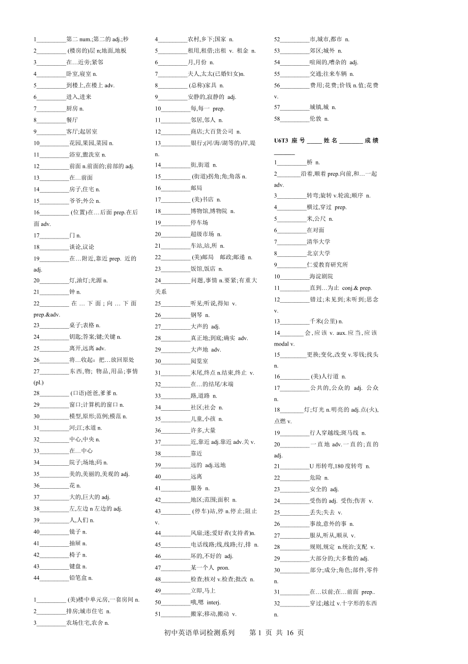 初中英语单词检测总表.doc_第1页