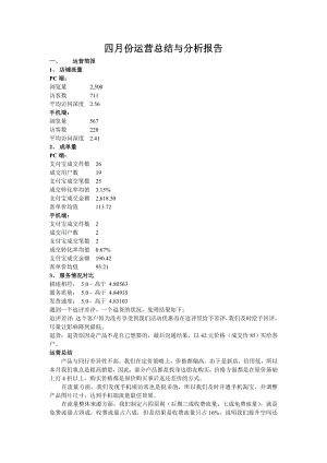 2014年4月份淘宝店铺运营总结和分析报告.doc