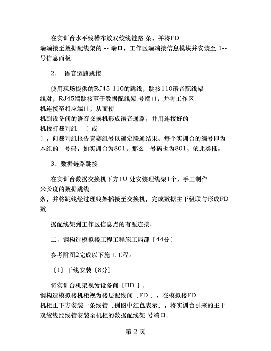 技能大赛网络设计策划案草案网络综合布线实操比赛模拟题百讲解.doc_第2页