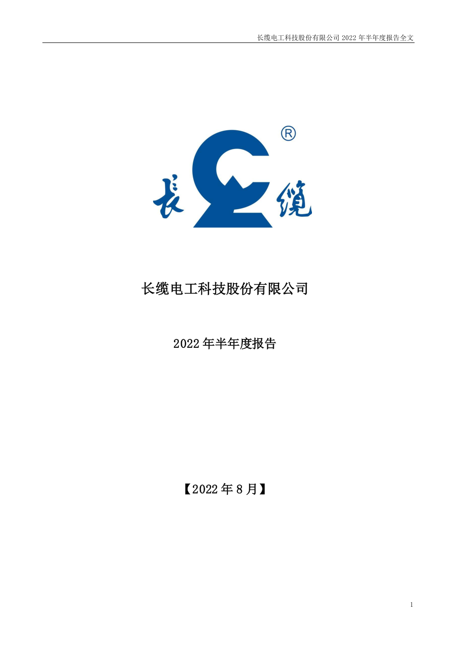 长缆科技：2022年半年度报告.PDF_第1页